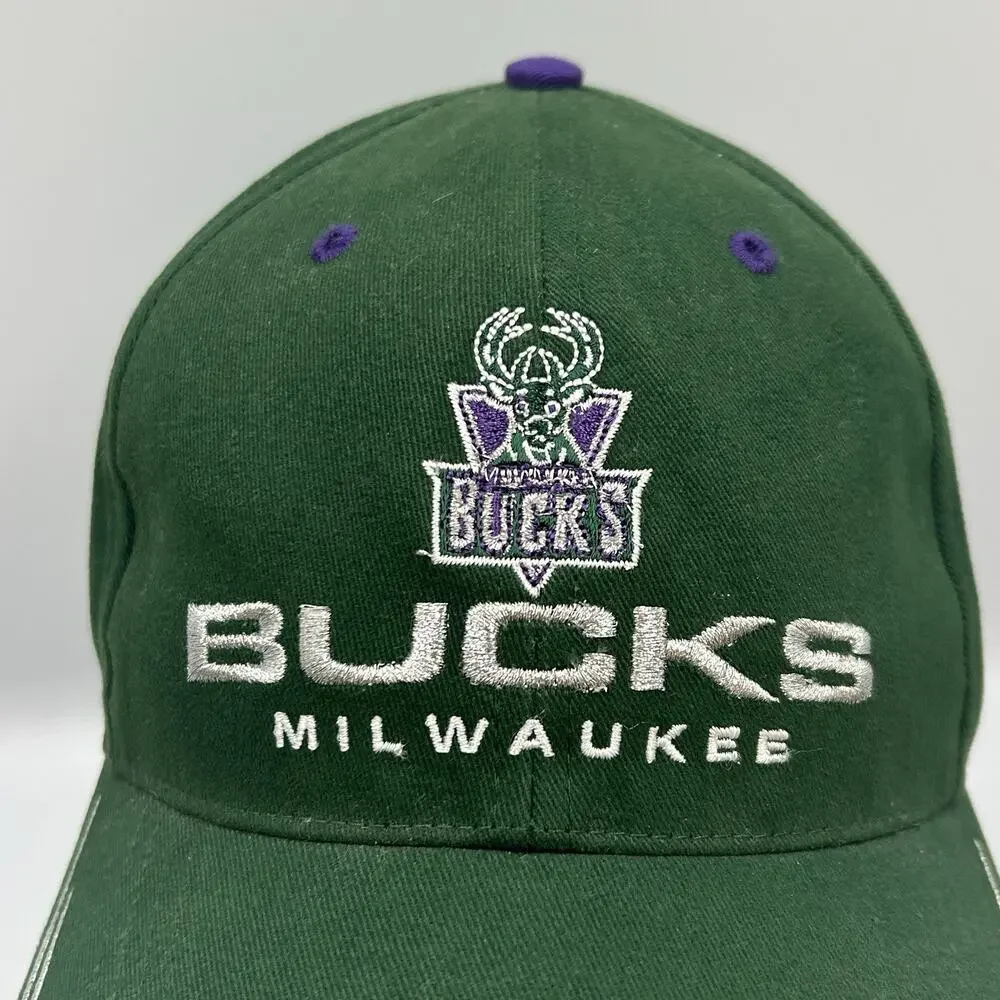 Vintage Milwaukee Bucks NBA Twins Baseball Hat Snapback Cap 1990 Basketball VTG